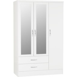 Seconique Nevada White 4 Piece Bedroom Furniture Set - Size: 3 Door - Wilko - thumbnail 5