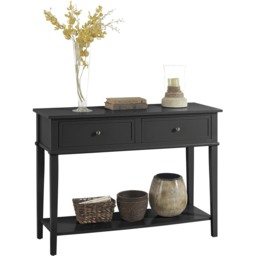 Dorel Franklin 2 Drawer Single Open Shelf Black Console Table - Size: 76 x 104 x 40cm - Wilko - thumbnail 5