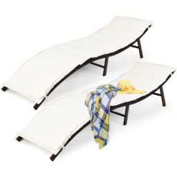 Costway Set of 2 Double Sided Cushioned Folding Sun Lounger - Size: 114 x 66 x 36cm - Multi - Wilko - thumbnail 4