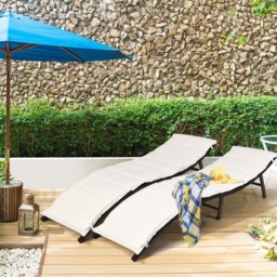 Costway Set of 2 Double Sided Cushioned Folding Sun Lounger - Size: 114 x 66 x 36cm - Multi - Wilko - thumbnail 6