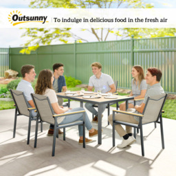 Outsunny 6 Seater Khaki Garden Dining Set - Wilko - thumbnail 5