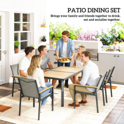 Outsunny 6 Seater Khaki Garden Dining Set - Wilko - thumbnail 7