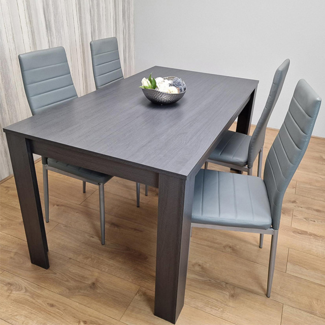 Kosy Koala 4 Seater Faux Leather Arrow Design Dining Set Grey - Portland - Wilko - image 1