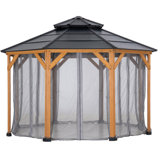 Sunjoy 3.9 x 3.9m Accessory Netting for Outdoor Steel Gazebo (Gazebo Not Include) - Size: 1 x 147 x 228cm - Grey - Wilko - image 1