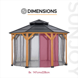 Sunjoy 3.9 x 3.9m Accessory Netting for Outdoor Steel Gazebo (Gazebo Not Include) - Size: 1 x 147 x 228cm - Grey - Wilko - thumbnail 5