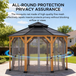 Sunjoy 3.9 x 3.9m Accessory Netting for Outdoor Steel Gazebo (Gazebo Not Include) - Size: 1 x 147 x 228cm - Grey - Wilko - thumbnail 4