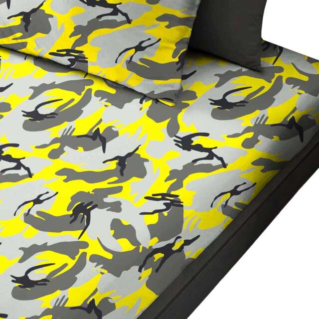 Velosso Double Camouflage Yellow Fitted Sheet - Wilko - image 1
