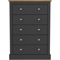 Devon 5 Drawer Charcoal Chest of Drawers - Grey - LPD Home - Wilko - thumbnail 3