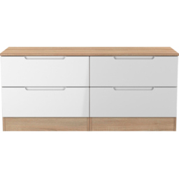 Crowndale Milan 4 Drawer White Gloss and Bardolino Oak Bed Box Ready Assembled - White Gloss & Bardolino Oak - Wilko - thumbnail 4