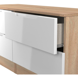 Crowndale Milan 4 Drawer White Gloss and Bardolino Oak Bed Box Ready Assembled - White Gloss & Bardolino Oak - Wilko - thumbnail 6