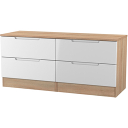 Crowndale Milan 4 Drawer White Gloss and Bardolino Oak Bed Box Ready Assembled - White Gloss & Bardolino Oak - Wilko - thumbnail 3
