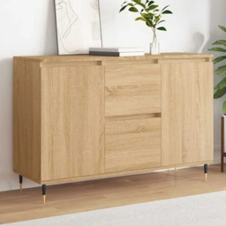 vidaXL 2 Door 2 Drawer Sonoma Oak Sideboard - Size: 70 x 101.5 x 35cm - Brown - Wilko - thumbnail 1