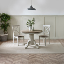 Furniturebox Fowey 6 Seater Wooden Extendable Dining Table Light Grey and Limewash Effect - White - Wilko - thumbnail 7