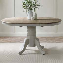 Furniturebox Fowey 6 Seater Wooden Extendable Dining Table Light Grey and Limewash Effect - White - Wilko - thumbnail 1