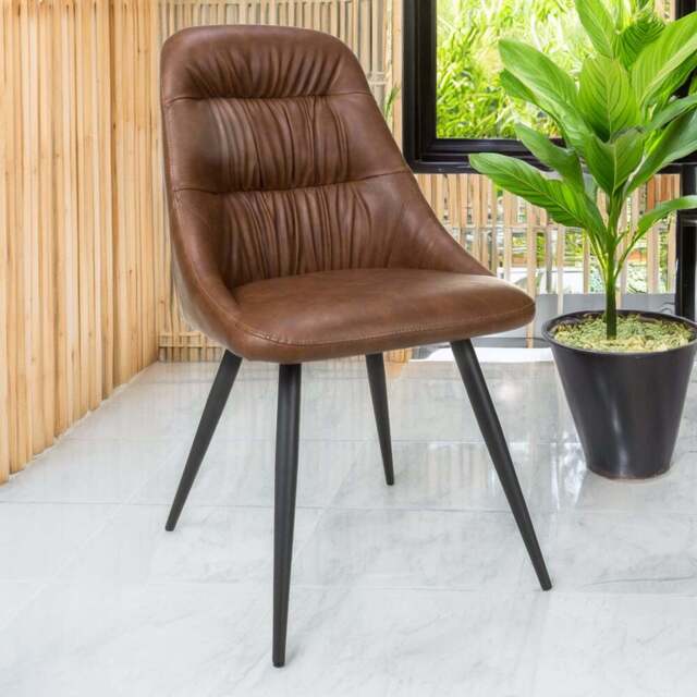 Corinth Set of 2 Linen Effect Tan Dining Chairs - Shankar - Wilko - image 1