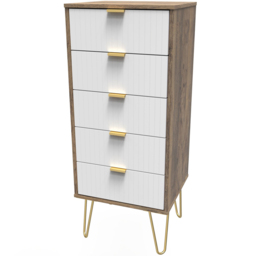 Crowndale 5 Drawer White Matt and Vintage Oak Chest of Drawers Ready Assembled - Wilko - thumbnail 3
