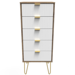 Crowndale 5 Drawer White Matt and Vintage Oak Chest of Drawers Ready Assembled - Wilko - thumbnail 4