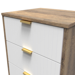 Crowndale 5 Drawer White Matt and Vintage Oak Chest of Drawers Ready Assembled - Wilko - thumbnail 6