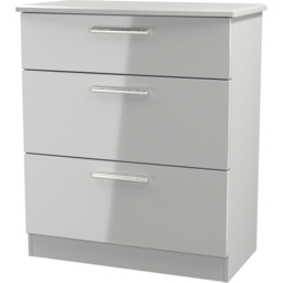 Crowndale Knightsbridge 3 Drawer Grey Gloss and Dusk Grey Deep Chest of Drawers Ready Assembled - Grey Gloss & Dusk Grey - Wilko - thumbnail 4