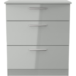 Crowndale Knightsbridge 3 Drawer Grey Gloss and Dusk Grey Deep Chest of Drawers Ready Assembled - Grey Gloss & Dusk Grey - Wilko - thumbnail 3