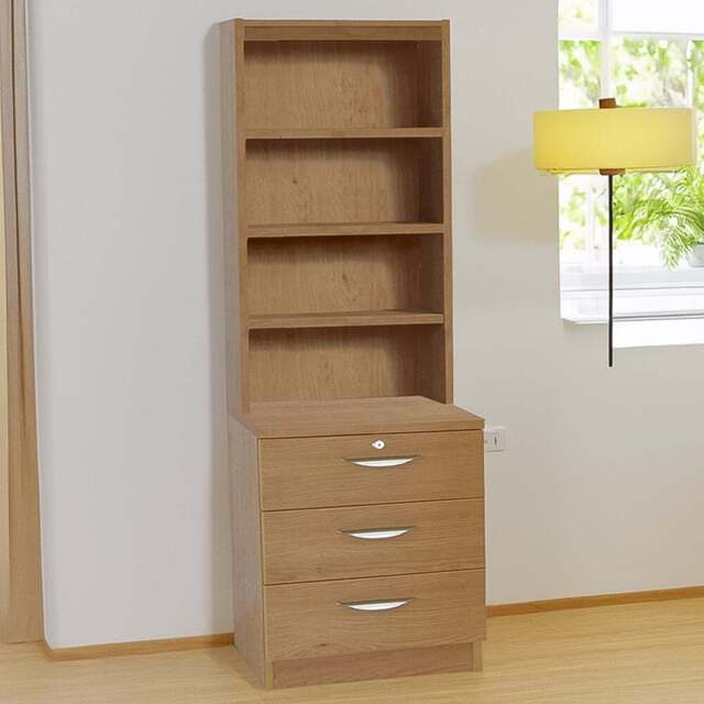 R White Cabinets 3 Drawer 4 Shelf Brown Storage Chest with Hutch - Wilko - image 1