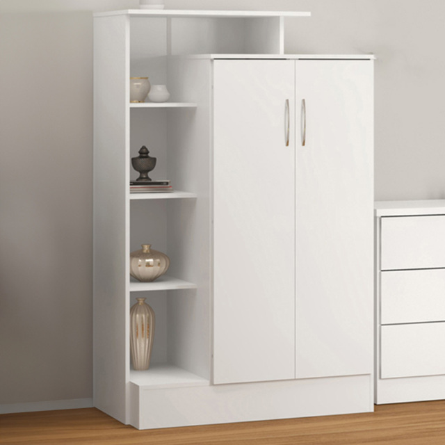 Seconique Nevada 2 Door Gloss White Petite Open Shelf Wardrobe - Wilko - image 1