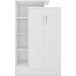 Seconique Nevada 2 Door Gloss White Petite Open Shelf Wardrobe - Wilko - thumbnail 4