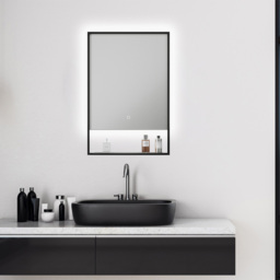 Sorrelis Barrow LED Mirror with Shelf 70 x 50cm - Size: 50 x 70 x 2.9cm - Black - Wilko - thumbnail 3