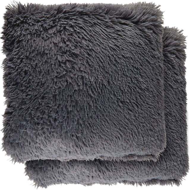 Serene Teddy Charcoal Cushion Cover 43 x 43cm - Grey - Wilko - image 1