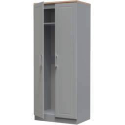 Crowndale Kent Ready Assembled 2 Door Dusk Grey and Bardolino Oak Wardrobe - Wilko - thumbnail 7