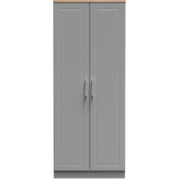 Crowndale Kent Ready Assembled 2 Door Dusk Grey and Bardolino Oak Wardrobe - Wilko - thumbnail 3
