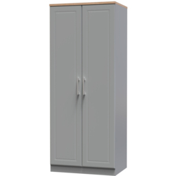 Crowndale Kent Ready Assembled 2 Door Dusk Grey and Bardolino Oak Wardrobe - Wilko - thumbnail 5