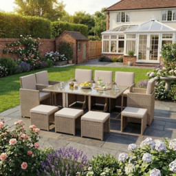 Garden Vida Cuba 10 Seater Natural PE Rattan Garden Dining Set - Wilko - thumbnail 5