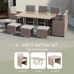 Garden Vida Cuba 10 Seater Natural PE Rattan Garden Dining Set - Wilko - thumbnail 6