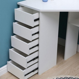 Portland 5 Drawer White Corner Dressing Table Set with LED Mirror - Size: 61 x 114 x 140cm - Wilko - thumbnail 3