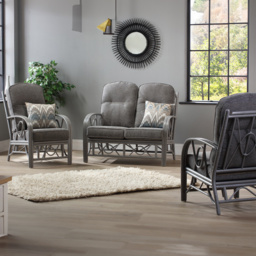 Desser Bali 4 Seater Slate Grey Natural Rattan Sofa Set - Wilko