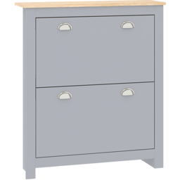 HOMCOM 2 Drawer Grey Flip Door Narrow Shoe Cabinet - Size: 90.5 cm x 23.0 cm x 79.0 cmcm - Wilko - thumbnail 3
