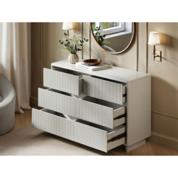 SOLACE+CO Velmor 6 Drawer White Ribbed Chest of Drawers - Wilko - thumbnail 7