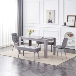 Kosy Koala 6 Seater Dining Set with Bench Grey Velvet - Multi - Wilko - thumbnail 4