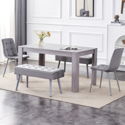 Kosy Koala 6 Seater Dining Set with Bench Grey Velvet - Multi - Wilko - thumbnail 1