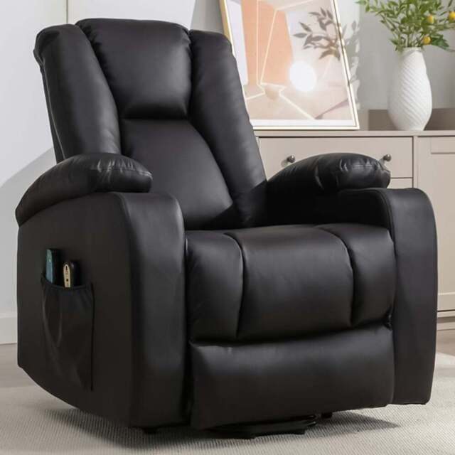 Artemis Home Hartville Black Massage and Heat Electric Recliner Chair - Size: Single - Wilko - image 1