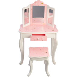 Teamson Kids Fashion Pink and White Twinkle Star Prints Gisele Play Vanity Set - Size: 99.7 x 29.8 x 59.7cm - Wilko - thumbnail 4