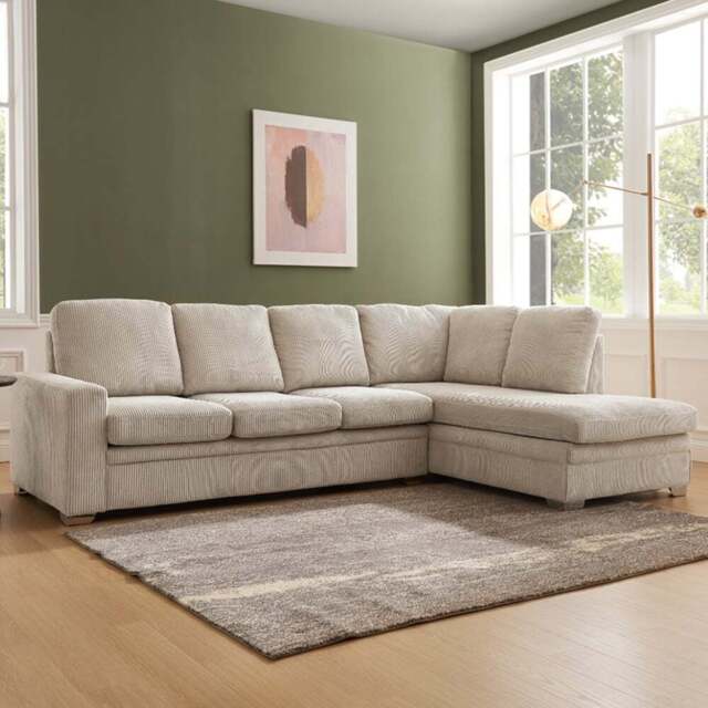 Home Detail Alcott 6 Seater Mocha Jumbo Cord Fabric Right Hand Corner Sofa - Brown - Wilko - image 1