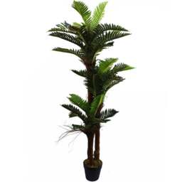Botanik Palm Artificial Tree with Natural Trunk in Pot 5ft - Size: 150 x 70 x 70cm - Green - Wilko