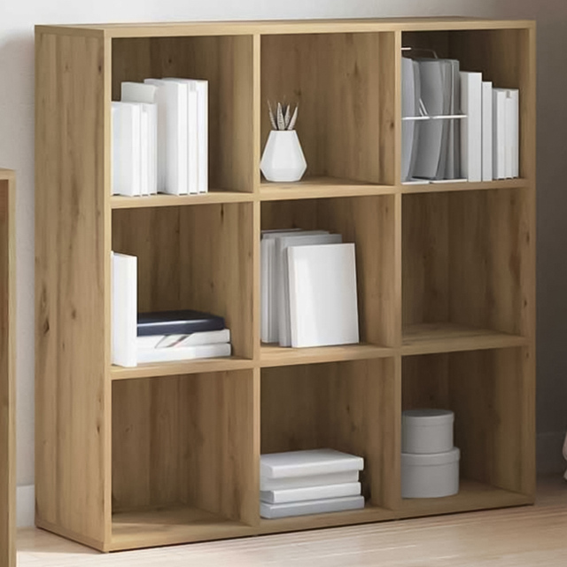vidaXL 9 Shelf Artisanal Oak Bookcase - Size: 97.5 x 29 x 98cm - Brown - Wilko - image 1