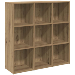 vidaXL 9 Shelf Artisanal Oak Bookcase - Size: 97.5 x 29 x 98cm - Brown - Wilko - thumbnail 3