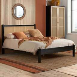 Croxley King Size Black and Oak Rattan Bed - Birlea - Wilko - thumbnail 1