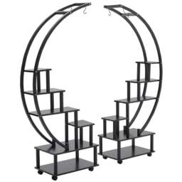 Living and Home 2 Piece Half Moon Shaped Plant Stand - Size: 57 x 16 x 100cm - Black - Wilko