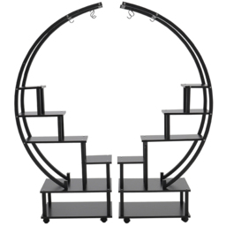 Living and Home 2 Piece Half Moon Shaped Plant Stand - Size: 57 x 16 x 100cm - Black - Wilko - thumbnail 4