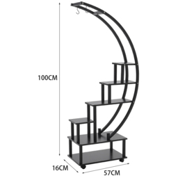 Living and Home 2 Piece Half Moon Shaped Plant Stand - Size: 57 x 16 x 100cm - Black - Wilko - thumbnail 6